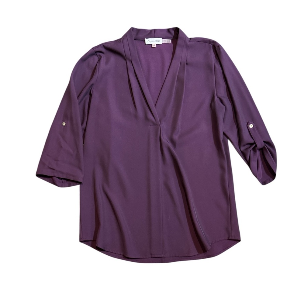 Calvin Klein v-neck roll sleeve top